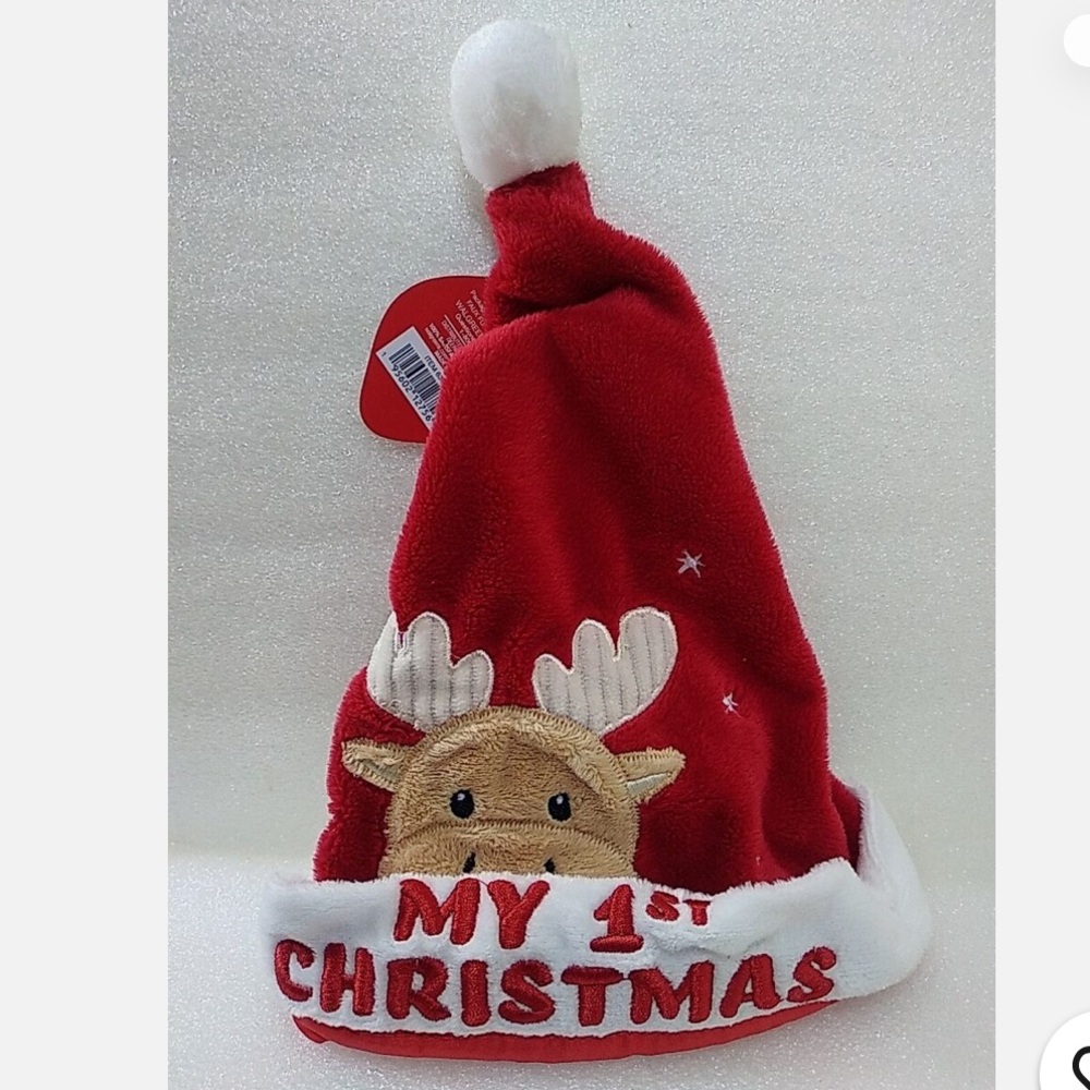 NWT Festive Voice Make The Season Bright First Christmas Santa Hat 0-6 months